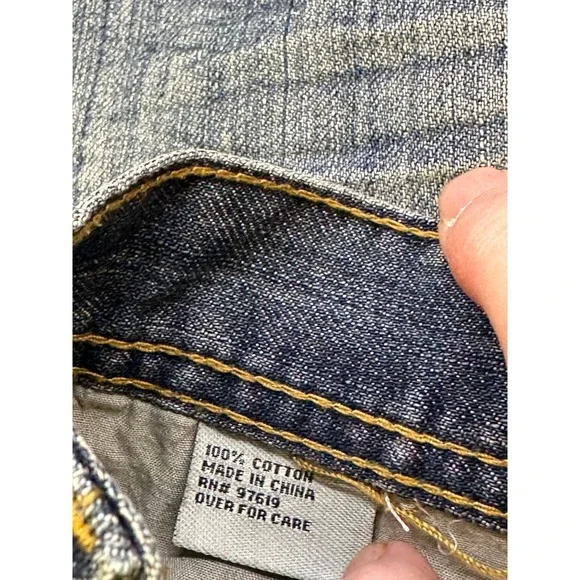 FUSAI Focus USA Mens Straight Leg 36 Streetwear Jeans Embroidered Pockets Y2K - Picture 9 of 16